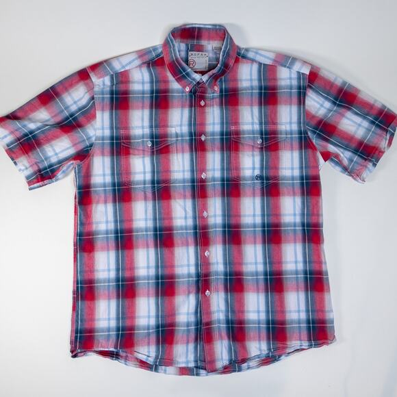 Roper Short Sleeve Plaid Button Up Mens Size L - Picture 1 of 10